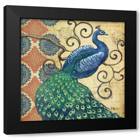 Peacocks Splendor I Black Modern Wood Framed Art Print by Brent, Paul