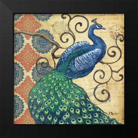 Peacocks Splendor I Black Modern Wood Framed Art Print by Brent, Paul