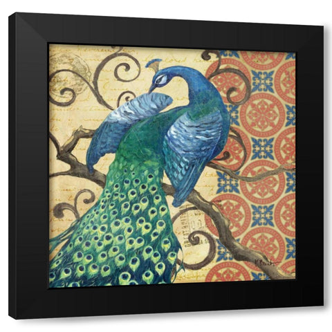 Peacocks Splendor II Black Modern Wood Framed Art Print with Double Matting by Brent, Paul