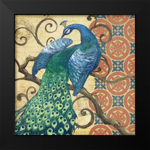 Peacocks Splendor II Black Modern Wood Framed Art Print by Brent, Paul