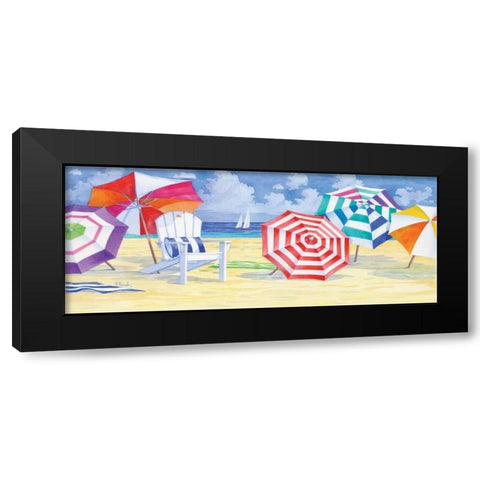 Umbrella Beach Black Modern Wood Framed Art Print with Double Matting by Brent, Paul