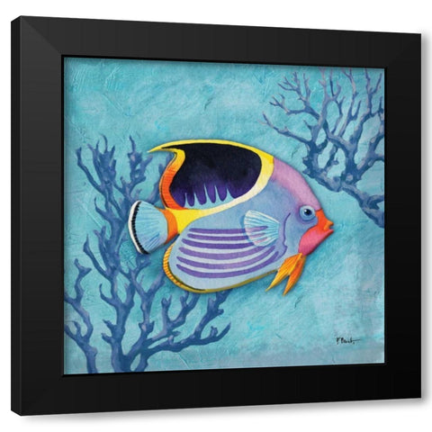 Azure Tropical Fish I Black Modern Wood Framed Art Print by Brent, Paul