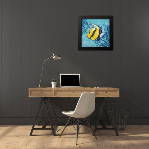 Azure Tropical Fish II Black Modern Wood Framed Art Print by Brent, Paul