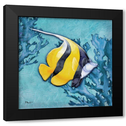 Azure Tropical Fish II Black Modern Wood Framed Art Print with Double Matting by Brent, Paul