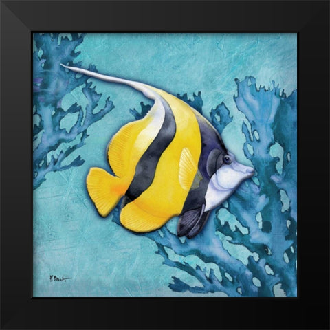 Azure Tropical Fish II Black Modern Wood Framed Art Print by Brent, Paul