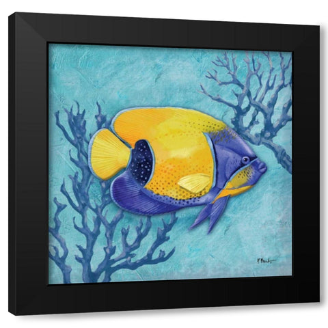 Azure Tropical Fish V Black Modern Wood Framed Art Print with Double Matting by Brent, Paul