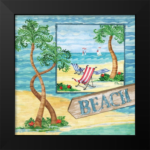Whimsy Bay Collage II Black Modern Wood Framed Art Print by Brent, Paul