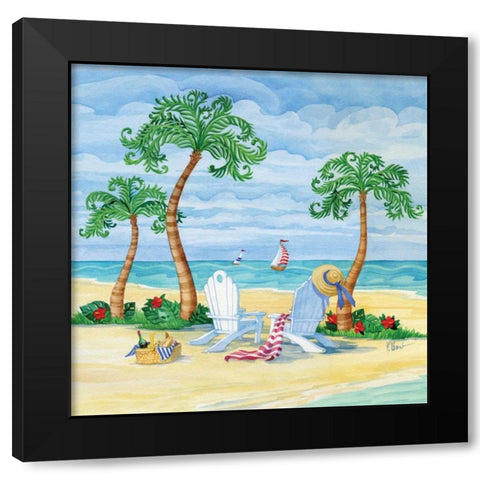 Whimsy Bay Chairs I Black Modern Wood Framed Art Print with Double Matting by Brent, Paul