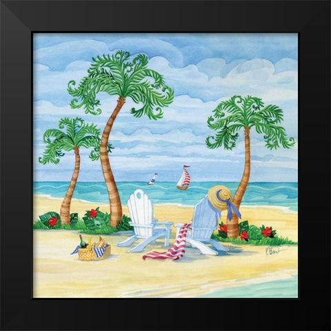 Whimsy Bay Chairs I Black Modern Wood Framed Art Print by Brent, Paul