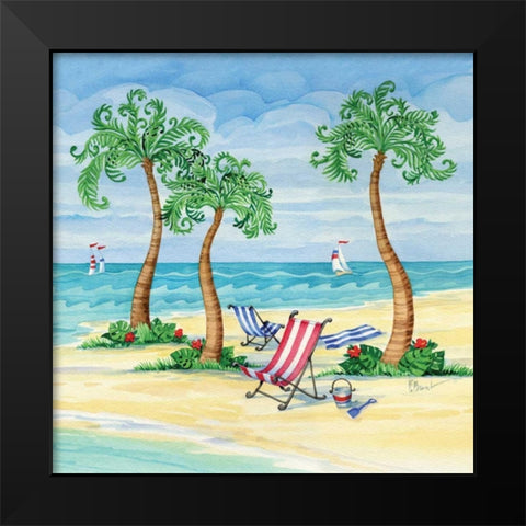 Whimsy Bay Chairs II Black Modern Wood Framed Art Print by Brent, Paul