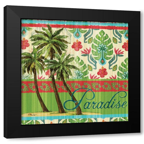 Tropical Ikat Palm I Black Modern Wood Framed Art Print with Double Matting by Brent, Paul