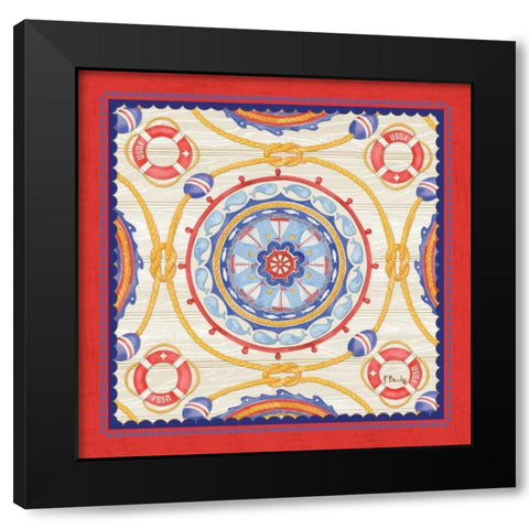 Red Nautical Suzani I Black Modern Wood Framed Art Print with Double Matting by Brent, Paul