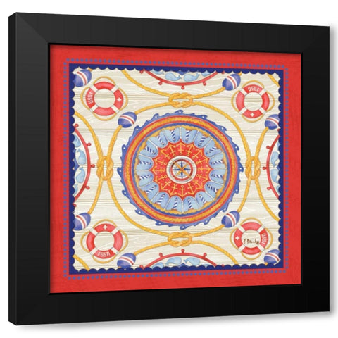 Red Nautical Suzani II Black Modern Wood Framed Art Print with Double Matting by Brent, Paul