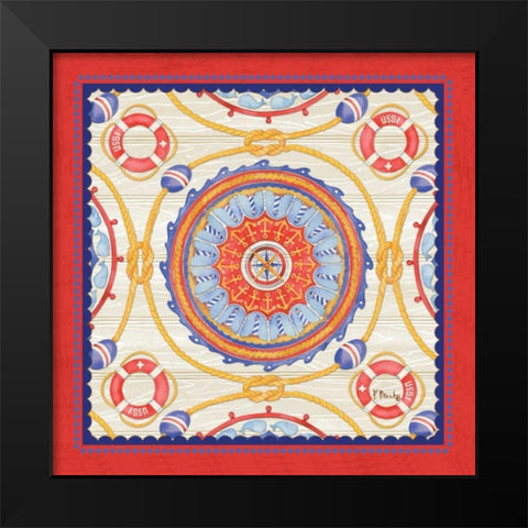 Red Nautical Suzani II Black Modern Wood Framed Art Print by Brent, Paul