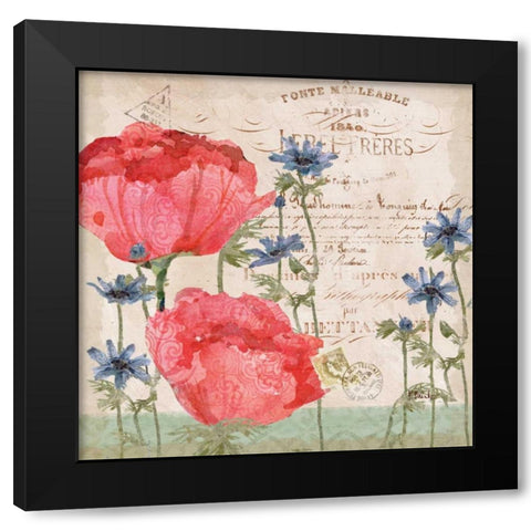 Parisian Peonies I Black Modern Wood Framed Art Print with Double Matting by Brent, Paul
