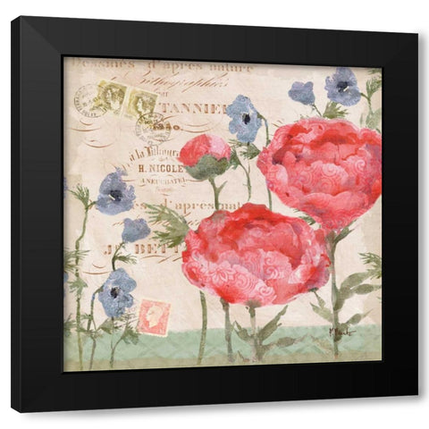 Parisian Peonies II Black Modern Wood Framed Art Print with Double Matting by Brent, Paul