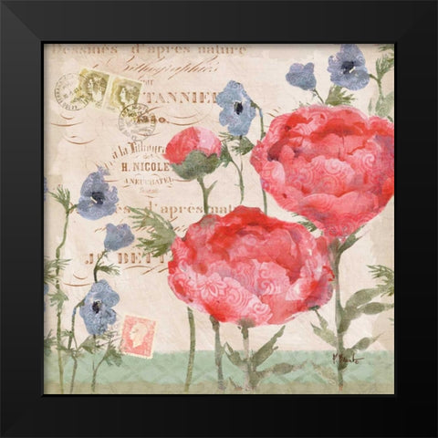 Parisian Peonies II Black Modern Wood Framed Art Print by Brent, Paul