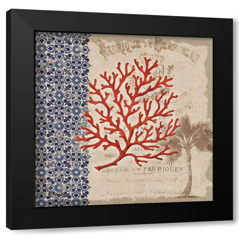 Burlap Coral I Black Modern Wood Framed Art Print with Double Matting by Brent, Paul