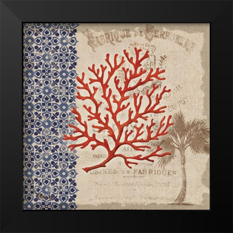 Burlap Coral I Black Modern Wood Framed Art Print by Brent, Paul