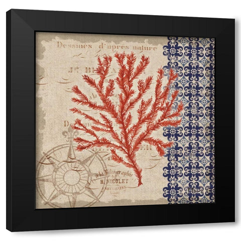 Burlap Coral II Black Modern Wood Framed Art Print with Double Matting by Brent, Paul