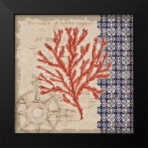 Burlap Coral II Black Modern Wood Framed Art Print by Brent, Paul