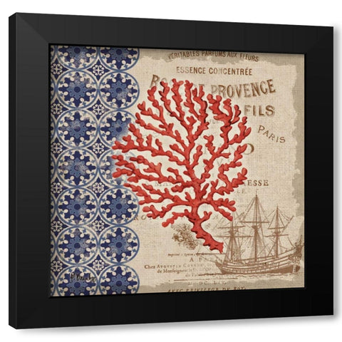 Burlap Coral III Black Modern Wood Framed Art Print with Double Matting by Brent, Paul