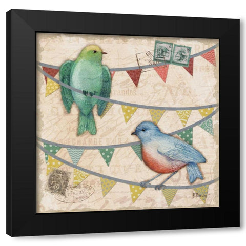 Fancy Flock IV Black Modern Wood Framed Art Print with Double Matting by Brent, Paul