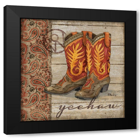 Wild West Boots I Black Modern Wood Framed Art Print with Double Matting by Brent, Paul