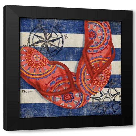 Nautical Flip Flops I Black Modern Wood Framed Art Print with Double Matting by Brent, Paul