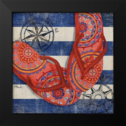 Nautical Flip Flops I Black Modern Wood Framed Art Print by Brent, Paul