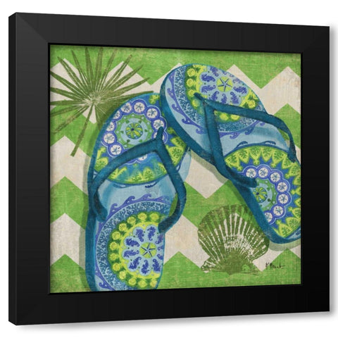 Coastal Flip Flops I Black Modern Wood Framed Art Print with Double Matting by Brent, Paul