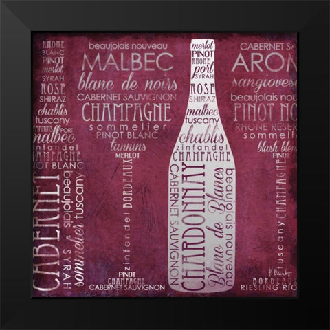 Vino Lingo II Black Modern Wood Framed Art Print by Brent, Paul