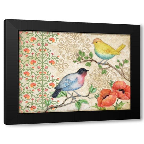 Blossoming Birds I Black Modern Wood Framed Art Print with Double Matting by Brent, Paul