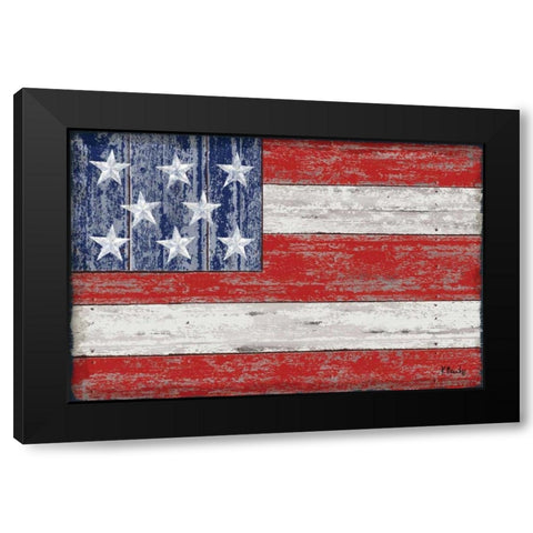 American Flag Black Modern Wood Framed Art Print with Double Matting by Brent, Paul