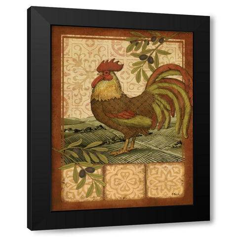 Tuscan Rooster I Black Modern Wood Framed Art Print with Double Matting by Brent, Paul