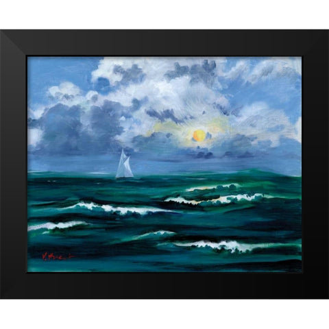Sailboat Cloudscape Black Modern Wood Framed Art Print by Brent, Paul