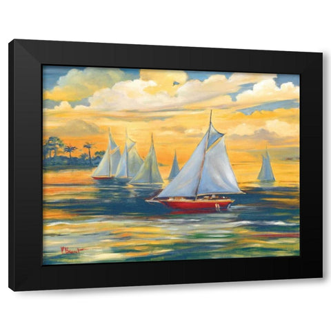 Golden Bay Black Modern Wood Framed Art Print with Double Matting by Brent, Paul