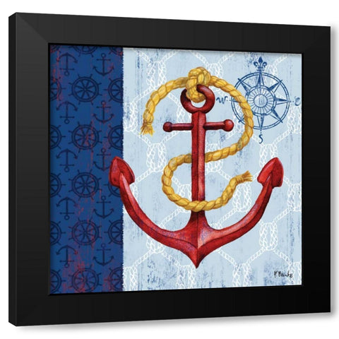 Montauk Anchor I Black Modern Wood Framed Art Print with Double Matting by Brent, Paul
