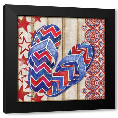Patriotic Sarasota Sandals II Black Modern Wood Framed Art Print with Double Matting by Brent, Paul