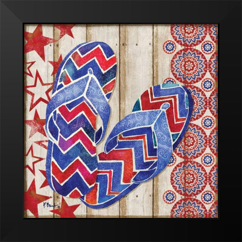 Patriotic Sarasota Sandals II Black Modern Wood Framed Art Print by Brent, Paul