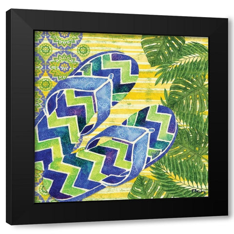 Blue Sarasota Sandals I Black Modern Wood Framed Art Print by Brent, Paul