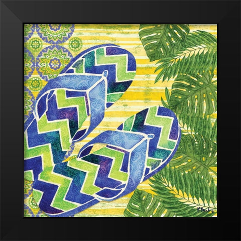 Blue Sarasota Sandals I Black Modern Wood Framed Art Print by Brent, Paul