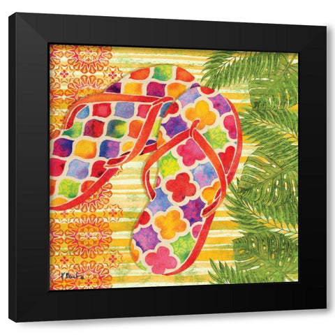 Red Sarasota Sandals I Black Modern Wood Framed Art Print by Brent, Paul