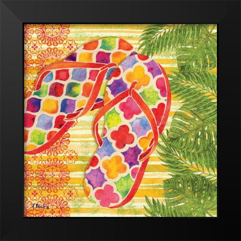 Red Sarasota Sandals I Black Modern Wood Framed Art Print by Brent, Paul