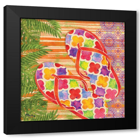 Red Sarasota Sandals II Black Modern Wood Framed Art Print by Brent, Paul