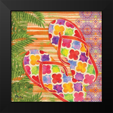 Red Sarasota Sandals II Black Modern Wood Framed Art Print by Brent, Paul
