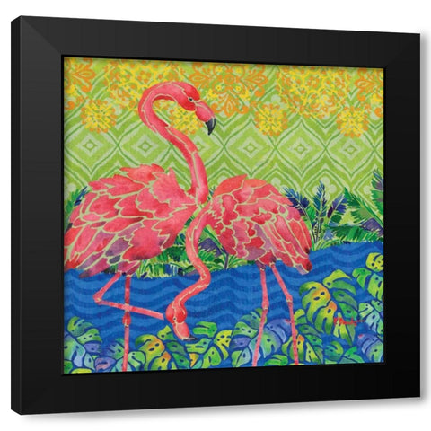 Flamingo Lagoon I Black Modern Wood Framed Art Print with Double Matting by Brent, Paul