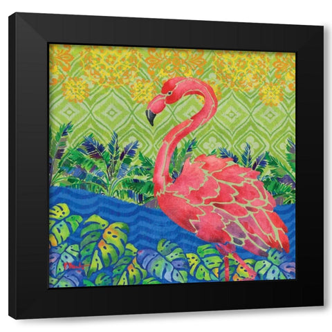 Flamingo Lagoon II Black Modern Wood Framed Art Print by Brent, Paul