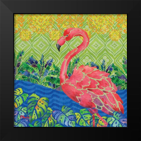 Flamingo Lagoon II Black Modern Wood Framed Art Print by Brent, Paul