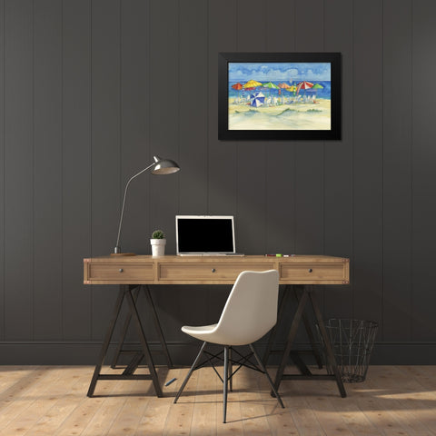 Watercolor Beach Black Modern Wood Framed Art Print by Brent, Paul